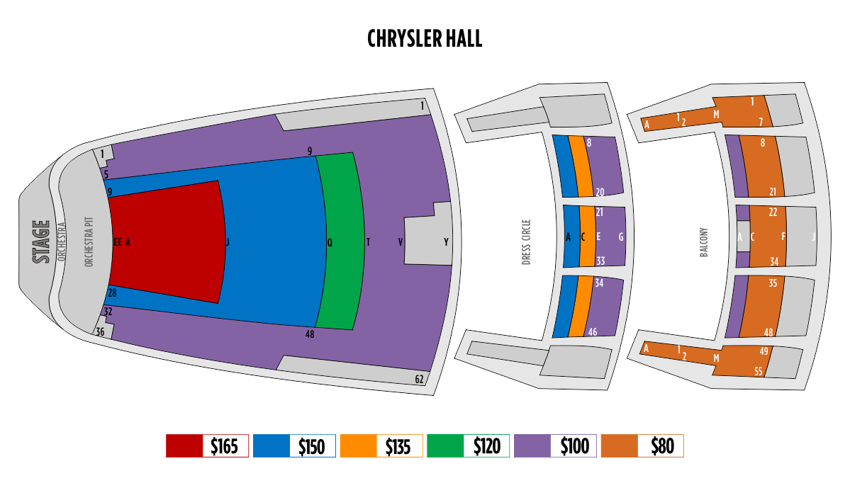 Chrysler Hall Seating Chart Detailed